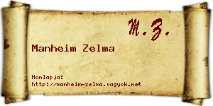 Manheim Zelma névjegykártya